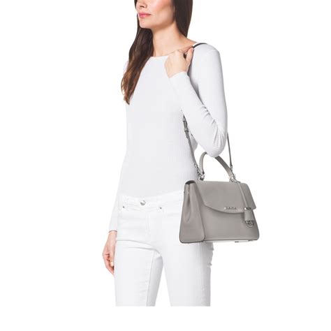 michael kors ava medium grey|Ava Medium Saffiano Leather Satchel .